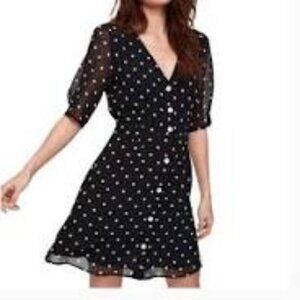 Aritzia Wilfred Button down black white  Polka Dot dress size 2